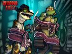  anthro balls gecko genitals hi_res lizard male michelangelo_(tmnt) mondo_gecko penis redcoonie reptile scalie sex teenage_mutant_ninja_turtles tentacle_sex tentaclejob tentacles turtle 