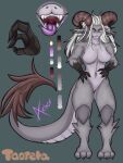  aeter_(character) anthro claws color_swatch dragon dragon_horn female hair horn long_ears messy_hair model_sheet sketch solo taoreta thick_thighs white_hair 