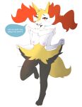  absurd_res anthro azucana braixen breasts female generation_6_pokemon genitals hi_res looking_at_viewer nintendo nipples paws pokemon pokemon_(species) presenting pussy smile solo speech_bubble text video_games 