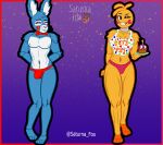  absurd_res animatronic anthro avian bib bird blue_eyes bottomwear breasts bulge chicken clothed clothing cupcake digital_media_(artwork) eyebrows eyelashes eyes_closed female five_nights_at_freddy&#039;s five_nights_at_freddy&#039;s_2 food fur galliform gallus_(genus) girly hair hi_res lagomorph lenny_face leporid machine makeup male mammal meme muscular muscular_anthro muscular_female necktie nipples non-mammal_breasts panties phasianid rabbit robot saturnafox scottgames simple_background smile solo teeth text text_on_clothing toy_bonnie_(fnaf) toy_chica_(fnaf) underwear video_games white_eyes 