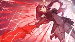  1girl armor bodysuit breasts covered_navel dual_wielding fate/grand_order fate_(series) foreshortening fumato gae_bolg_(fate) hair_intakes highres holding large_breasts leotard long_hair pauldrons polearm purple_bodysuit purple_hair purple_leotard red_eyes scathach_(fate) shoulder_armor solo spear very_long_hair weapon 