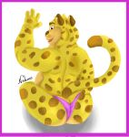  absurd_res anthro benjamin_clawhauser cheetah clothing disney felid feline hi_res looking_at_viewer looking_back male mammal notamo overweight overweight_male pantherine panties solo underwear zootopia 