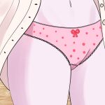 1:1 absurd_res anthro arsenic_iii bow_panties bow_ribbon close-up clothing crotch_shot dinosaur dress_shirt female frilly frilly_clothing frilly_underwear goodbye_volcano_high hadrosaurid hi_res naomi_(gvh) navel ornithischian pale_skin panties parasaurolophus photo pink_clothing pink_panties pink_underwear polka_dot_panties polka_dots reptile scalie selfie shirt snoot_game_(fan_game) solo standing topwear underwear 