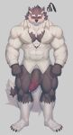  absurd_res anthro balls big_penis blush bodily_fluids bottomless canid canine clothed clothing dress_shirt emanata erection eyes_closed fluffy fluffy_tail fur genital_fluids genitals grey_body grey_fur hi_res humanoid_genitalia humanoid_penis inner_ear_fluff leg_markings male mammal markings muscular muscular_anthro muscular_male penis precum pubes ronci shirt socks_(marking) solo tenting tight_clothing topwear tuft vein veiny_penis were werecanid werecanine werewolf white_body white_fur 