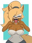  anthro big_breasts bodily_fluids breasts canid canine canis cleavage clothed clothing cxrryart female idw_publishing mammal sega solo sonic_the_hedgehog_(comics) sonic_the_hedgehog_(idw) sonic_the_hedgehog_(series) sweat tongue tongue_out whisper_the_wolf wolf 