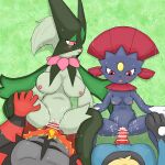  1:1 anthro areola big_breasts bodily_fluids breasts censored faceless_character faceless_male female female_focus female_penetrated foursome from_front_position generation_4_pokemon generation_7_pokemon generation_9_pokemon genital_fluids genitals group group_sex hi_res incineroar lucario lying male male/female male_penetrating meowscarada missionary_position nintendo nipples on_back parallel_sex penetration penis pokemon pokemon_(species) pussy sex spread_legs spreading video_games weavile zk_(artist) 
