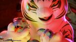  3d_(artwork) absurd_res anthro bandai_namco digimon digimon_(species) digital_media_(artwork) dragon duo felid female guilmon hi_res latex lizard male male/female mammal pantherine reptile rubber_(artist) scalie tao tao_(rubber) tiger 