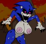  &lt;3 &lt;3_eyes alternate_form areola big_areola big_breasts big_nipples breasts claws creepypasta crossgender donnitro72 eulipotyphlan exe_(revie) female friday_night_funkin&#039; genitals hedgehog hi_res mammal nipples pussy sharp_teeth smile sonic.exe teeth wide_hips 