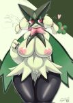  anthro big_breasts black_body blush breasts bronyant female generation_9_pokemon genitals green_body hi_res looking_at_viewer meowscarada nintendo nipples open_mouth pokemon pokemon_(species) purple_eyes pussy solo thick_thighs video_games 
