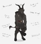  anthro bell birch_tree bovid caprine chain christmas demon dialogue goat hairy hi_res himerosthegod holidays hooves horn humor krampus male mammal muscular orange_eyes plant simple_background solo tree vulgarity 