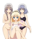  blush breasts highres legs long_hair mayoi_neko_overrun! naked nipples nude nude_filter photoshop satou_(mayoi_neko_overrun!) short_hair suzuki_(mayoi_neko_overrun!) thighs umenomori_chise uncensored 