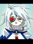  arc_system_works blazblue eyepatch female gradient gradient_background long_hair nu-13 open_mouth pale_skin red_eyes sendai01 silver_hair solo 