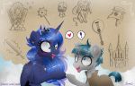  &lt;3 2019 armor darkest-lunar-flower duo equine eye_contact female feral friendship_is_magic hair horn male mammal mandolin mask melee_weapon my_little_pony princess_luna_(mlp) stygian_(mlp) sword unicorn weapon winged_unicorn wings 