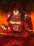  abs bara gloves kazama_kazuki male male_focus manly muscle red_eyes red_hair samurai_shodown samurai_spirits snk 