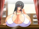 bb bikini_top blush breasts cleavage gigantic_breasts large_breasts piyokorota smile 