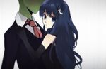  4chan anonymous blue_eyes blue_hair couple dress formal gloves hair_ornament long_hair lowres necktie personification suit tie tumblr 