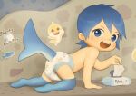  all_fours ambiguous_gender animal_humanoid baby baby_shark baby_shark_(character) baby_wipes child clothed clothing diaper felyn fish fish_humanoid footwear hi_res humanoid looking_at_viewer marine marine_humanoid open_mouth shark_humanoid sharp_teeth smile socks solo teeth toddler topless topless_humanoid young 
