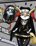  anthro braixen canid canine collar cross domestic_cat duo eyewear felid feline felis female fendthope feral fur generation_6_pokemon headgear hi_res inner_ear_fluff league_of_legends mammal nintendo nun_outfit pokemon pokemon_(species) riot_games signature text tuft veil video_games yuumi_(lol) 