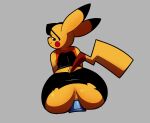  anal anal_masturbation anal_penetration anthro big_booty_pikachu big_butt black_clothing bottomwear brown_eyes butt clothed clothing digital_media_(artwork) dildo dildo_in_ass dildo_insertion eyewear generation_1_pokemon golde grey_background hi_res looking_back male mammal masturbation nintendo object_in_ass penetration pikachu pokemon pokemon_(species) rear_view sex_toy sex_toy_in_ass sex_toy_insertion shirt shorts simple_background smile solo sunglasses tank_top thick_thighs topwear torn_bottomwear torn_clothing torn_shorts toy toying_self video_games 