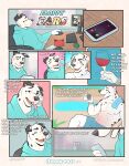  abs absurd_res anthro baileyx brother brothers canid canine canis cellphone clothed clothing comic dalmatian domestic_dog hi_res male mammal muscular muscular_male pecs phone sibling solo topless 