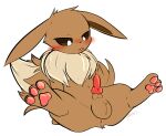  2022 3_toes animal_genitalia animal_penis anus balls blep blush brown_body brown_eyes brown_fur canid canine_penis digital_media_(artwork) eevee erection feet feral fermusieboir4 flat_colors fluffy fur generation_1_pokemon genitals hi_res kemono knot male mammal neck_tuft nintendo pawpads paws penis pokemon pokemon_(species) simple_background small_penis solo spread_legs spreading tan_body tan_fur toes tongue tongue_out tuft video_games white_background 