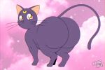  big_butt black_body butt domestic_cat felid feline felis female feral hi_res huge_butt kingjion luna_(sailor_moon) mammal pink_background sailor_moon_(series) simple_background solo thick_thighs 