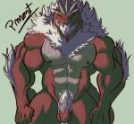  abs anthro balls barazoku beard biceps big_muscles black_sclera body_hair chest_hair dinosaur elbow_tuft facial_hair fangs fossil_pok&eacute;mon front_view generation_6_pokemon genitals grey_body hi_res huge_muscles looking_at_viewer male male/male muscular muscular_anthro muscular_male neck_tuft nintendo nipples nude pecs penis pinumontbalou pokemon pokemon_(species) pubes red_body reptile scales scalie solo spikes theropod tuft tyrannosaurid tyrantrum video_games white_eyes 