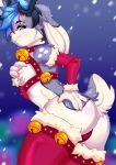  absurd_res anthro antlers bell christmas harness hi_res holidays horn jackalope lagomorph male mammal orion_(jackalope) solo techagau thatorion 