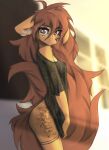  anthro apogee_(tinygaypirate) areola arm_tuft big_tail black_nipples black_nose blurred_background bottomless breasts brown_body brown_eyes brown_fur brown_hair butt canid canine canis cheek_tuft clothed clothing cowlick domestic_dog ear_piercing eyebrow_through_hair eyebrows eyelashes facial_markings facial_piercing facial_tattoo facial_tuft female fur furgonomics furry-specific_piercing hair head_markings hi_res hip_markings hip_tattoo inner_ear_fluff leg_markings leg_tattoo long_hair looking_at_viewer mammal markings messy_hair mottled mottled_nipples mottled_nose muzzle_piercing neck_markings neck_tattoo nipple_outline nipples no_underwear nose_piercing off_shoulder open_mouth piercing pink_nipples pink_nose portrait pulling_shirt_down shirt shirt_only slim solo spitz standing tattoo three-quarter_portrait tinygaypirate topwear topwear_only translucent translucent_hair tuft 