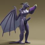  3d_(artwork) abs anthro balls blender_(software) digital_media_(artwork) dragon eggplant erection f-euphrates food fruit genitals hair hi_res holding_object horn humanoid_genitalia humanoid_penis kedran male nipples nude open_mouth penis plant scalie simple_background solo 