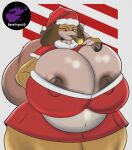  anthro belly berettiger26 big_belly big_breasts breasts brown_nipples clothing cosplay costume drugs female generation_1_pokemon hi_res huge_breasts looking_at_viewer marijuana navel nintendo nipples partially_exposed_breasts pokemon pokemon_(species) red_sclera sandpancake sandslash santa_costume solo substance_intoxication thick_thighs video_games 