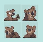  anthro bear black_eyes black_nose brown_body brown_fur ccartstuff drakeposting fur hi_res male mammal meme money open_mouth roll_safe shut_up_and_take_my_money smile solo 