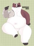  3:4 anthro badger badgerclops belly cartoon_network cybernetics cyborg eye_patch eyewear fupa hi_res machine male mammal mao_mao:_heroes_of_pure_heart mechanical_arm moobs moohan_uwu mustelid musteline navel overweight solo 