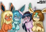  aelia_(sin_cyan06) anthro anthrofied big_breasts blue_body blue_eyes blush breasts canid canine digital_media_(artwork) eeveelution espeon eyewear female flareon fox fur generation_1_pokemon generation_2_pokemon generation_4_pokemon glaceon group hair hi_res ivanna_(sin_cyan06) leafeon looking_at_viewer mammal neelu_(sin_cyan06) nintendo nipples nude open_mouth pokemon pokemon_(species) pokemorph rubina_(sin_cyan06) simple_background sin_cyan06 sin_teal smile video_games 