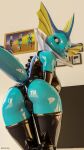  absurd_res anthro butt eeveelution female generation_1_pokemon hi_res kurolatex latex nintendo pokemon pokemon_(species) rubber solo vaporeon video_games 