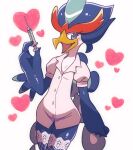  &lt;3 ambiguous_gender anthro avian blue_body blue_feathers clothing feathers nintendo nishieda_k nurse_clothing pokemon pokemon_(species) quaquaval red_body red_feathers solo syringe video_games white_body white_feathers 