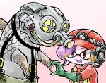  animal_humanoid anthro armor blush cephalopod cephalopod_humanoid clothing duo fin fish flipper_flopper_(splatoon) gesture gloves hand_heart handwear headgear helmet hi_res humanoid humor inkling jumpsuit marine marine_humanoid mask mollusk mollusk_humanoid nintendo salmonid_(splatoon) splatoon suspenders uroco_spl video_games 