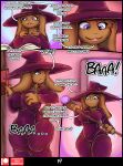  anthro big_breasts book breasts clothed clothing comic fur furry hat headgear headwear hi_res lagomorph leporid lewd_(disambiguation) magic magic_staff mammal neo_geppetto nipple_outline nsfw purple_clothing rabbit reading red_body red_fur renae_(neo_geppetto) solo wizard_hat 