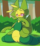  arthropod blush body_blush covering covering_face female feral forest generation_5_pokemon genitals grass hi_res insect leavanny looking_at_viewer nintendo nulloffset outside plant pokemon pokemon_(species) pussy pussy_blush solo spread_legs spreading tree video_games 