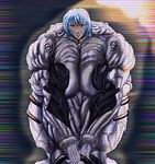 ayanami_rei bodysuit breast_press breasts extreme_muscles female hands_together huge muscle muscles muscular neon_genesis_evangelion plugsuit veins weights workout 