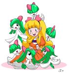  ash_ketchum child dress genderswap happy kirlia pokemon ralts satoko_(pokemon) satoshi_(pokemon) smile 