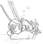  armored_core distort female from_software girl mecha_musume monochrome novemdecuple sleeping 