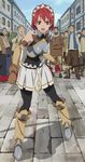  absurdres armor boots cecily_cambell cecily_campbell elbow_gloves gloves highres red_eyes red_hair seiken_no_blacksmith sword weapon 