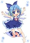  ? barefoot blue_eyes blue_hair blush bow cirno hair_ribbon panties phantasmagoria_of_flower_view reflection ribbon smile touhou underwear upskirt â‘¨ âžˆ 