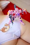  animal_print ass bear_panties bear_print cosplay english gundam gundam_00 highres mecha model panties photo print_panties soma_peries tieren underwear white_panties 