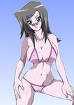  bikini breasts cleavage glasses kitamori_reiko pince-nez smile straw_(artist) straw_(yokubou_hiroba) swimsuit yu-gi-oh! yuu-gi-ou_r 