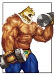  abs absurd_res animal_mask anthro bandai_namco biceps big_muscles bodily_fluids exercise felid hi_res huge_muscles human jaguar king_(tekken) male mammal mask muscular muscular_male pantherine pecs solo sweat tekken traver009 veiny_muscles video_games weights workout wrestler 