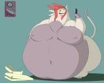  2017 anthro belly betelgeusian big_belly box cellphone clothing container grin headgear headgear_only headwear headwear_only male mammal meow_(space_dandy) midsummernightsdream moobs morbidly_obese morbidly_obese_anthro morbidly_obese_male mostly_nude obese obese_anthro obese_male overweight overweight_anthro overweight_male phone simple_background smile solo space_dandy standing weight_gain 