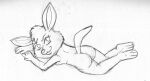  anthro butt eyebrows feet female graphite_(artwork) hanna-barbera kangaroo kip_kangaroo looking_at_viewer lying macropod mammal marsupial monochrome nude on_front outline pencil_(artwork) raised_eyebrow reddragonkan shirt_tales solo traditional_media_(artwork) 