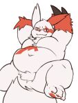  anthro belly binca_233 generation_3_pokemon hi_res male markings nintendo overweight overweight_male pokemon pokemon_(species) red_body red_markings solo video_games white_body zangoose 